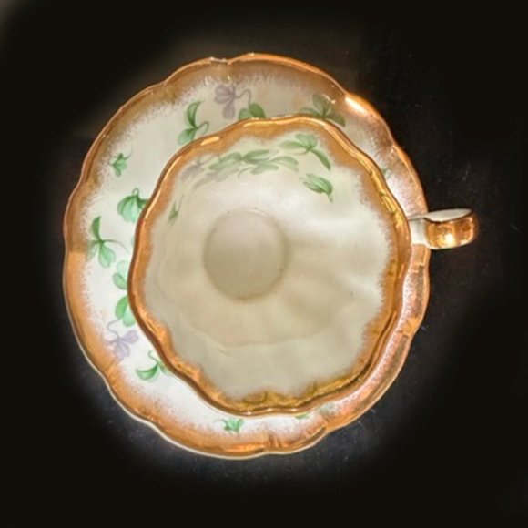 Adderley Fine  Bone China England teacup & saucer green & gold - Picture 1 of 5